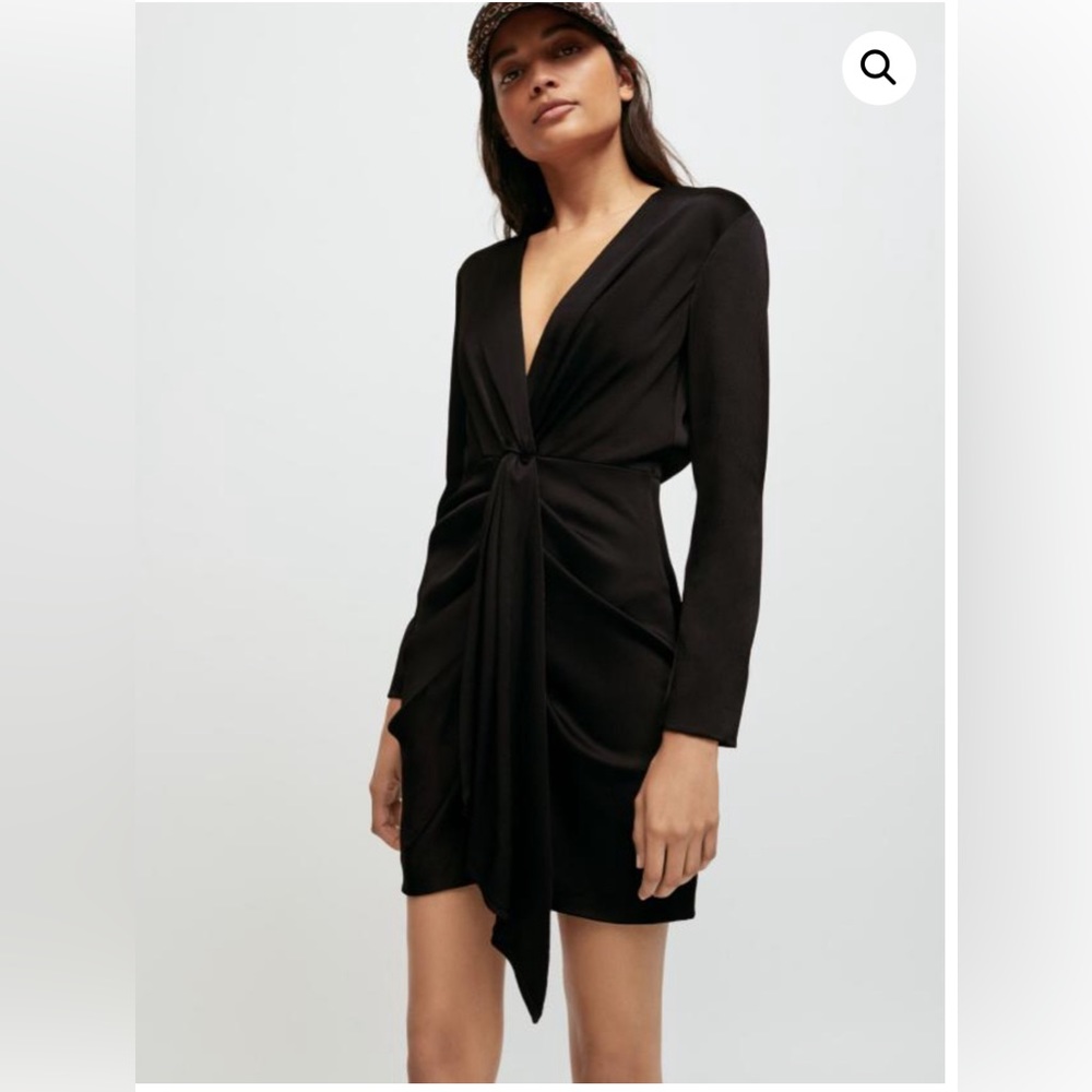 Maje black satin Roseanne dress